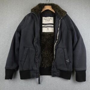 Abercrombie Fitch Indigo Lake Jacket Womens Small Fleece Lined Hooded Zip Heavy